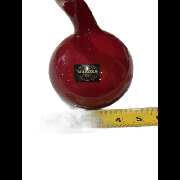 Vintage Makora Krosno Polish Mid-Century Cased Ruby   8" Glass Vase – Spiral - Picture 7 of 7